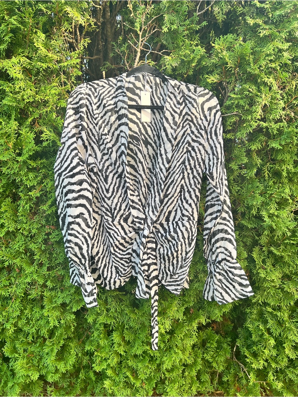 naked wardrobe Black & White Zebra Tie-Front Blouse